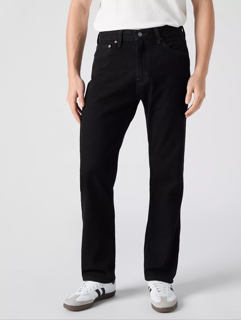 Levis Mens Black 505 Regular Straight Leg 100% Cotton Denim Jeans Size 42x30